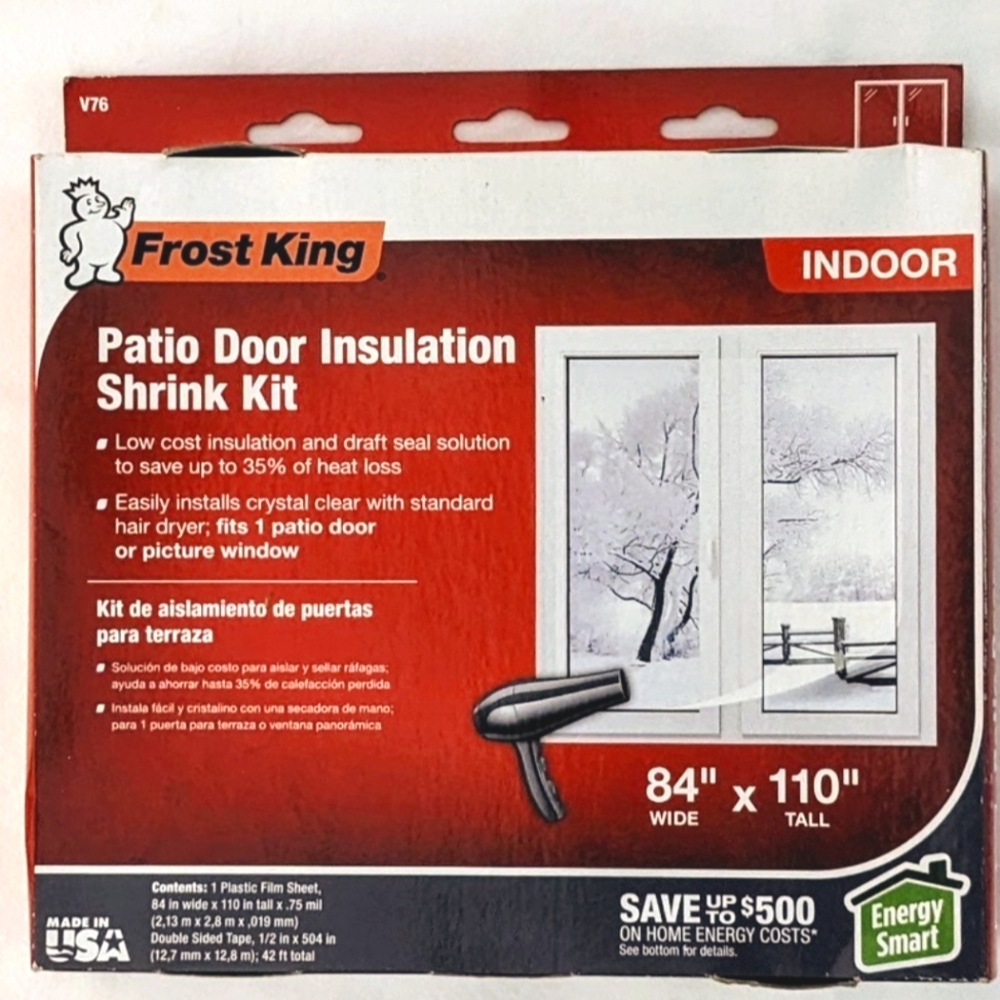 Frost King V76 Shrink Patio Door Kit 84" X 110" Clear NWT